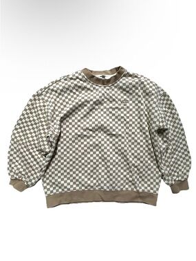 Vans White Brown Checkerboard Crewneck Sweatshirt Size XS
